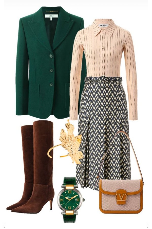 Look 02: green blazer